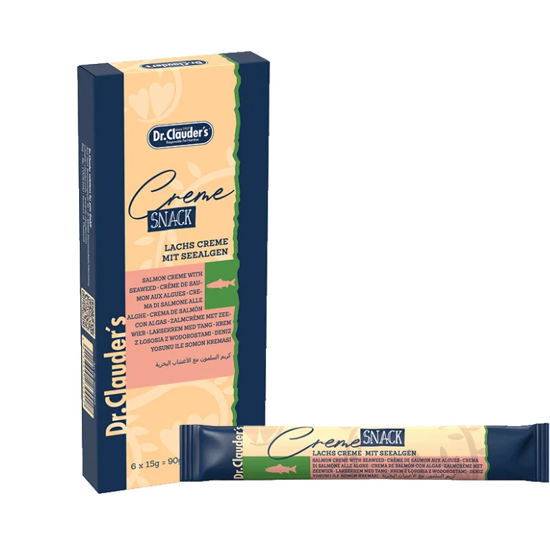 Dr. Clauder’s Creme Snack de Salmón con Algas Caja x 6 sticks de 15gr