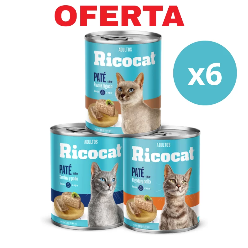 6 LATAS MIX Ricocat Gato 330 gr ( c/u a s/5.50)