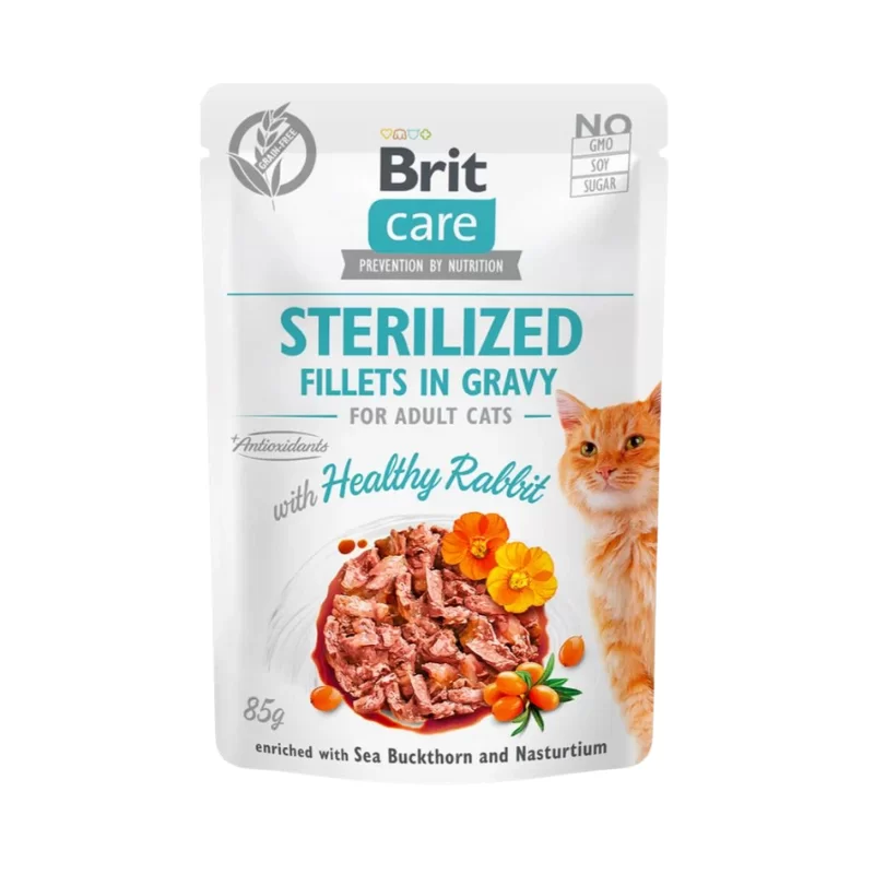 Brit Care Cat Esterelizado Filetes en Salsa de Conejo Sachet 85gr