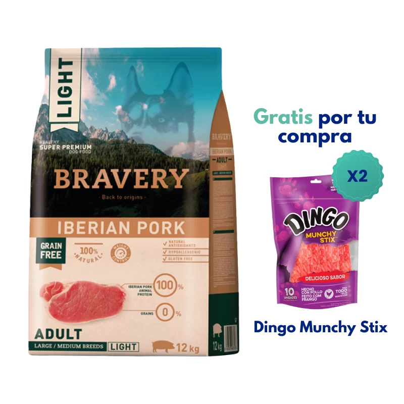 Bravery Light Iberian Pork Adult Large/Medium Breeds 12 kg