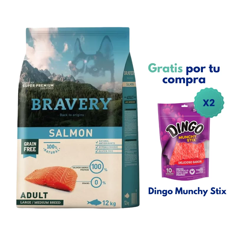 Bravery Salmón Adult Large/Medium Breeds 12 kg