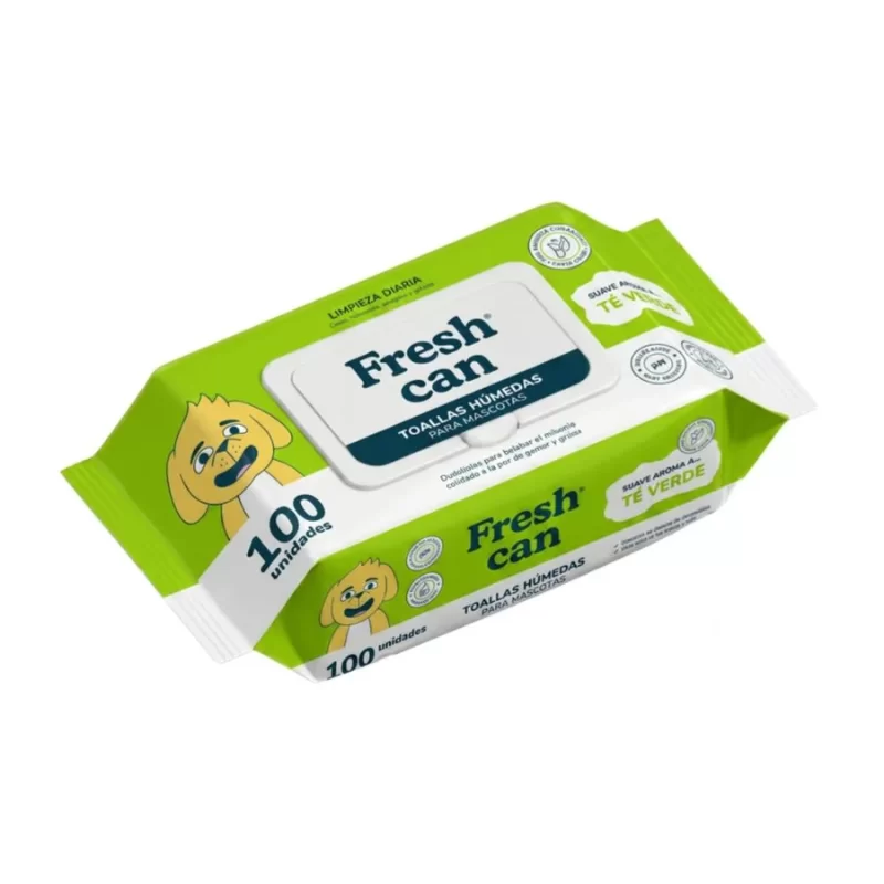 Fresh Can Paños Húmedos Te Verde con Aloe Vera 100 unidades