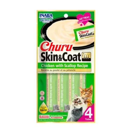 Churu Cat Skin & Coat Chicken With Scallop Recipe 14 gr x 4 tubos
