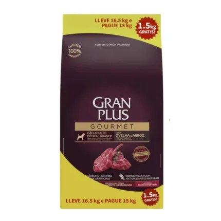 Gran Plus Gourmet Perro Mediano y Grande Cordero y Arroz 16.5 kg