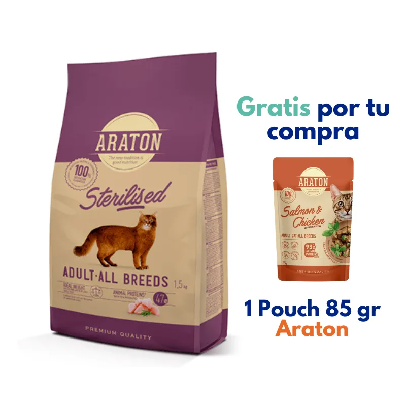 Araton Gato Esterilizado Pollo, Pato y Pavo 1.5kg Araton Gato Esterilizado Pollo, Pato y Pavo 1.5kg