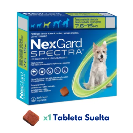 Nexgard Spectra M Antipulgas Para Perros 7.6 a 15Kg X1 Tableta