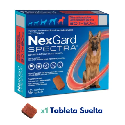 Nexgard Spectra XL Antipulgas Para Perros 30 a 60 Kg X1 Tableta